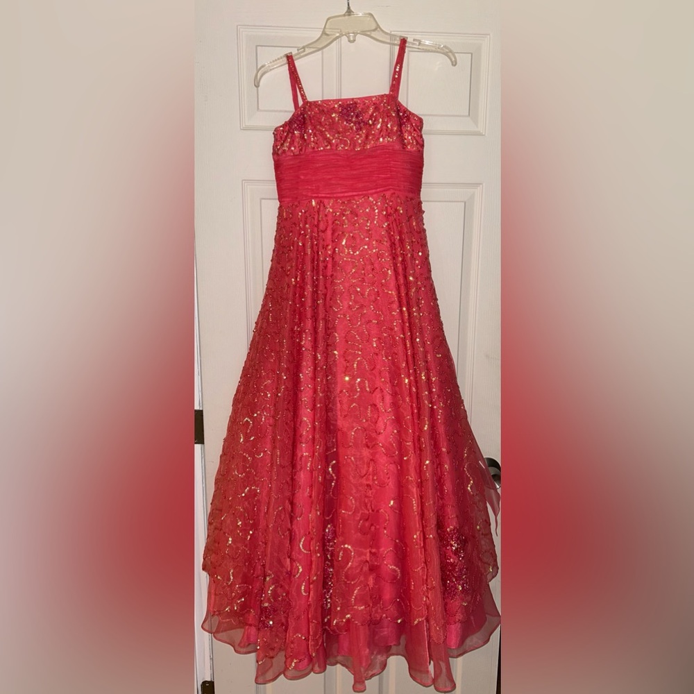 Girls Sherri Hill Coral Pageant / Prom Dress